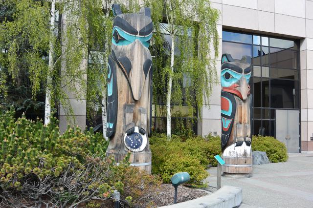 Totems in front of courthouse